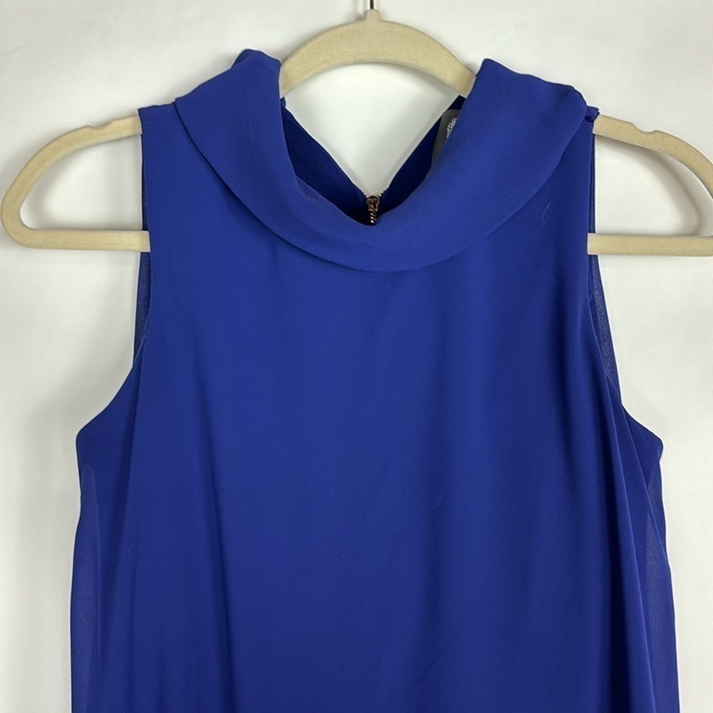 Vince Camuto Sleeveless Mock Neck Sheer Lined Above Knee Party Shift Dress - Picture 4 of 15